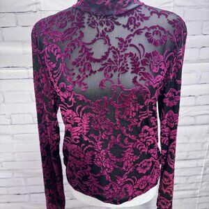 ❤️‍🔥 BKE Red Burnout Velvet Blouse – Size XL